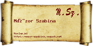 Mázor Szabina névjegykártya